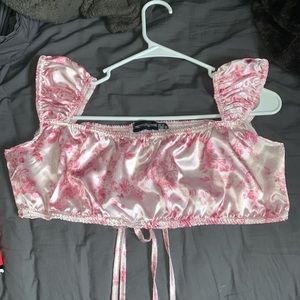 satin floral crop top